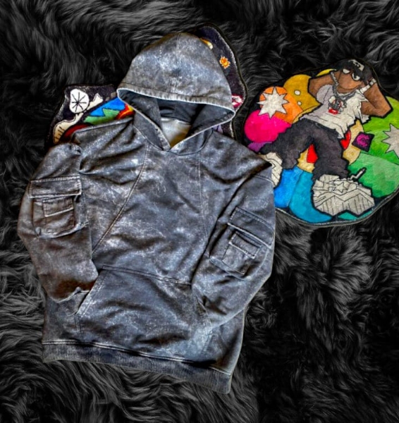 Imagen de Hoodie Cargo Washed ¨Cool Grey¨